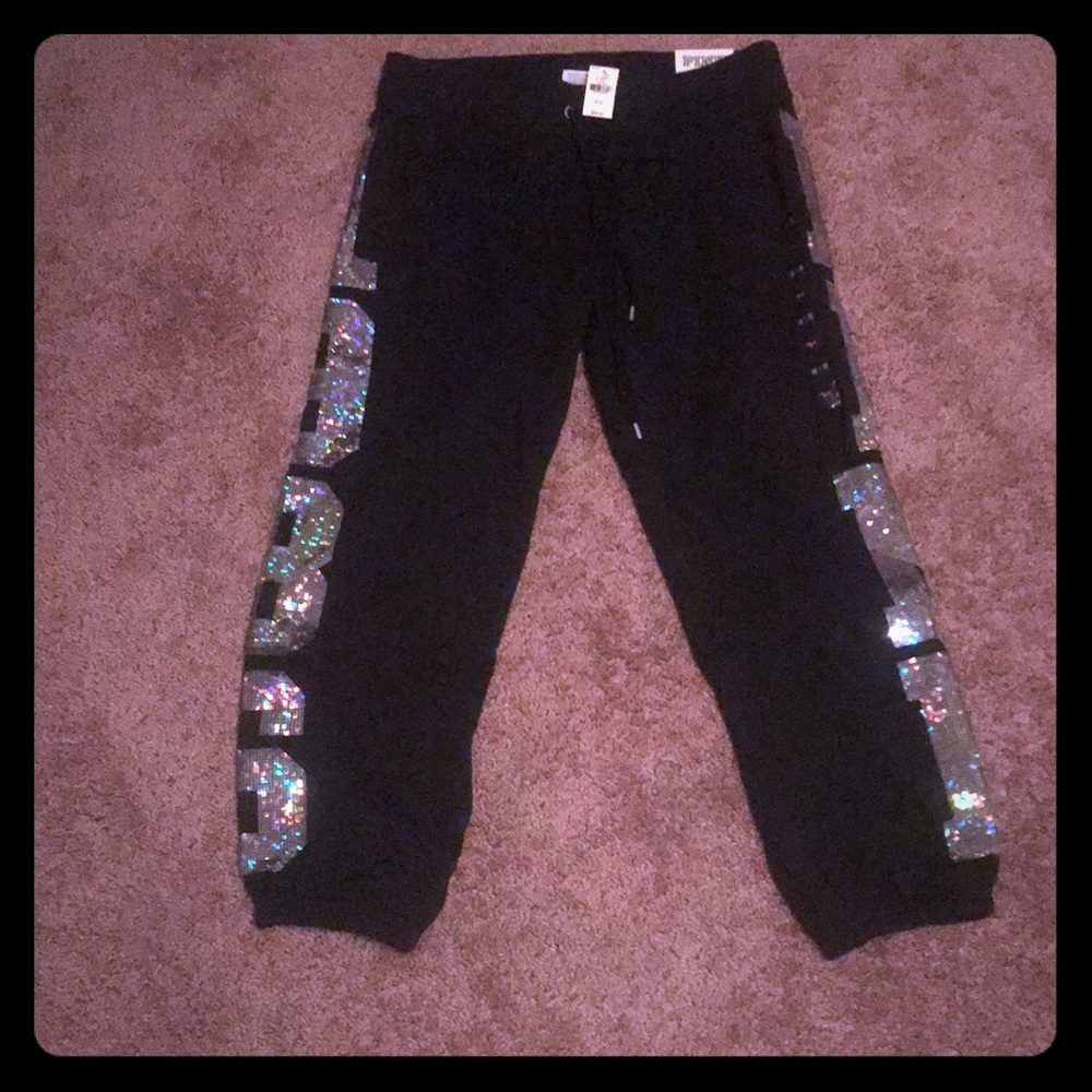 Victoria secret (pink) crop black sweat pant